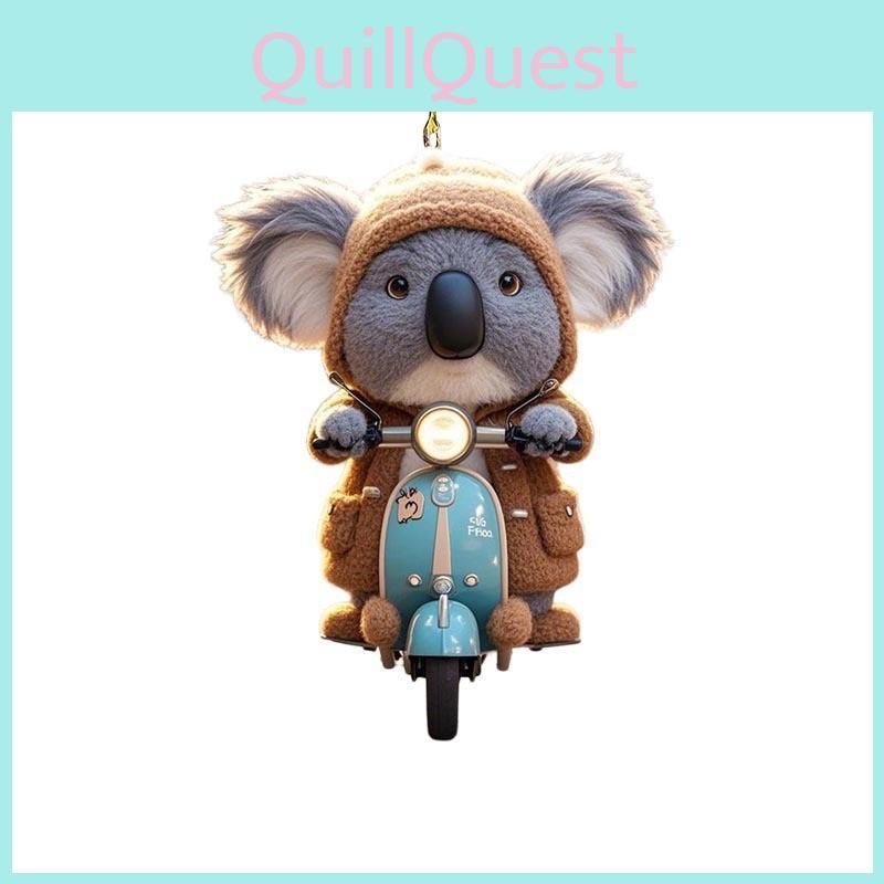 Motorcycle Cute Cartoon Riding Koala Pattern Acrylic Pendant For Car Decoration