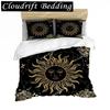 Sun Duvet Cover Colorful Mushrooms Bedding Burning Sun Comforter Cover Halloween Skull Hippie Style Bedding Bedroom Decoration