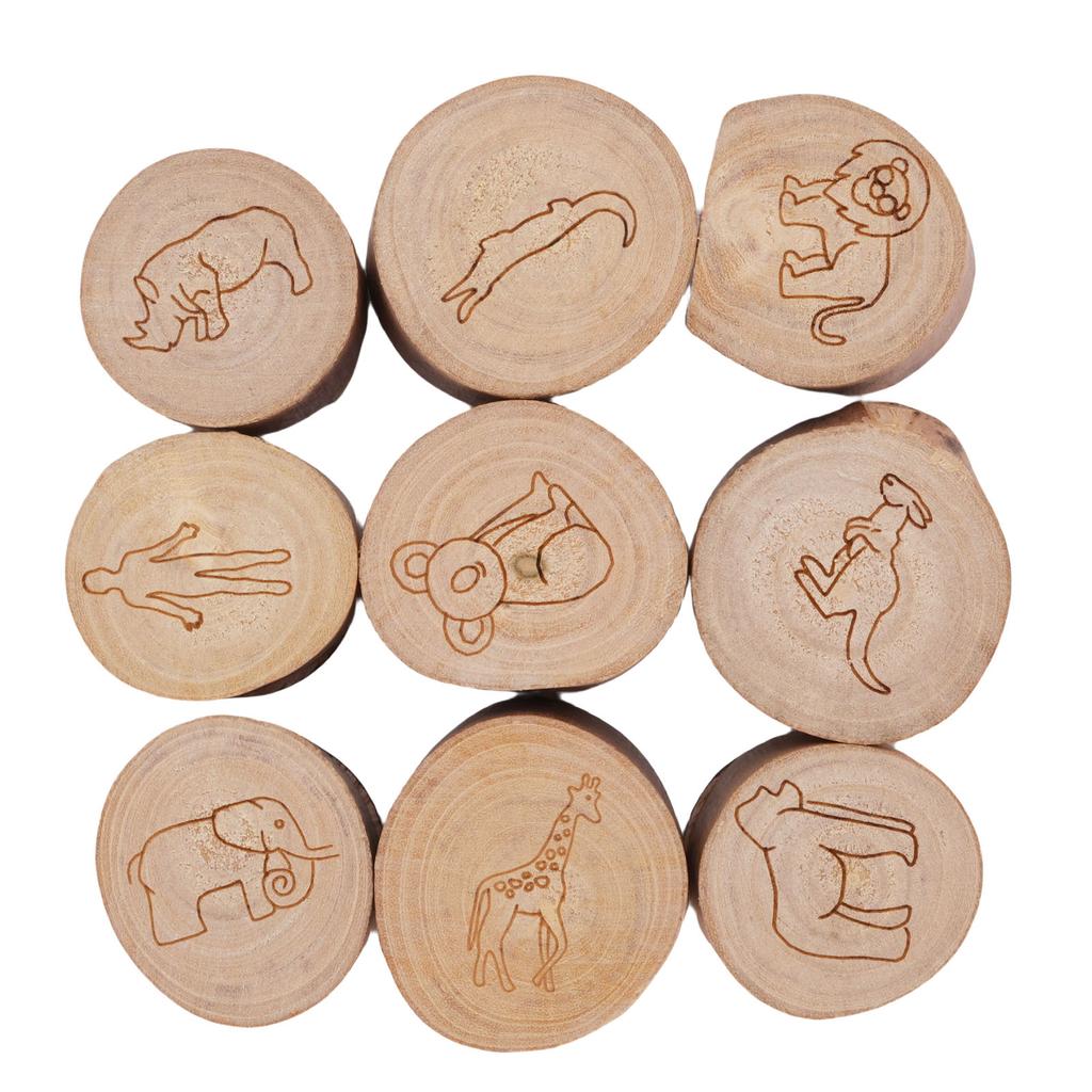 9Pcs Animal Footprint Stamps Wooden Wild Animal Tracks Stamp Set Mini Handmade for Crafting Decorative Projects