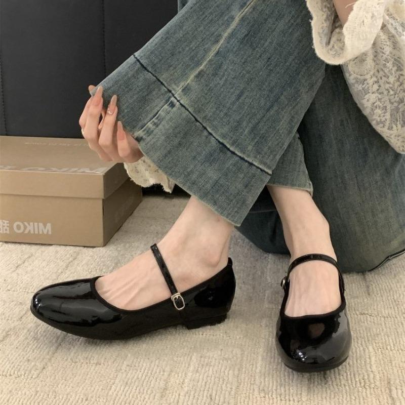 Fashion Spring New Round Toe Women Mary Jane Flats Shoes Shallow Ladies Casual Ballet Shoes Soft Sole Eelgant Leather Shoes