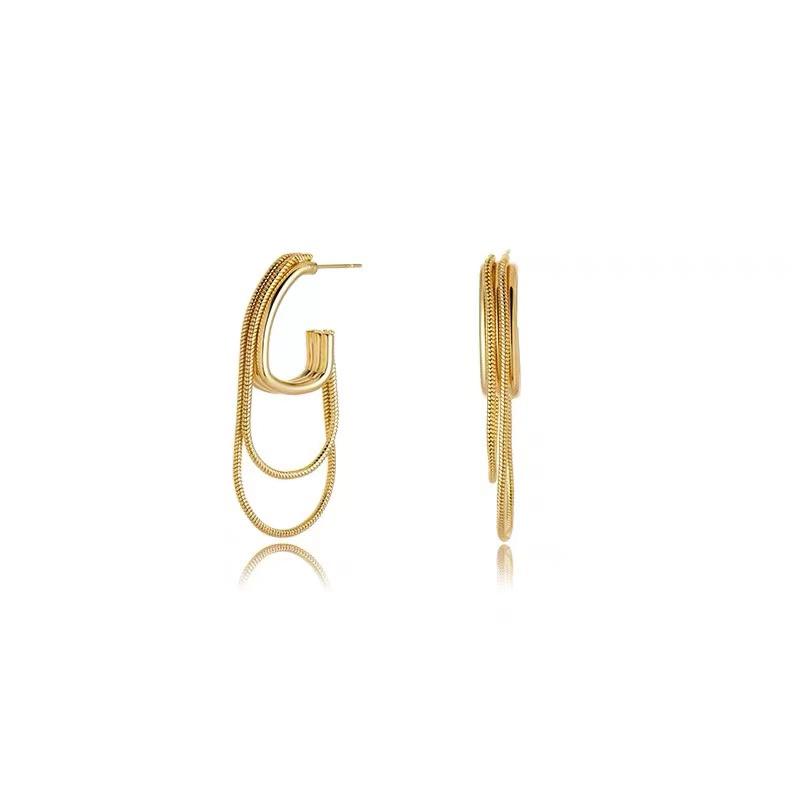 Temperament Metal Tassel Geometric Earrings 2024 New Design Jewelry Wedding Party Luxury Accessories for Women Gift