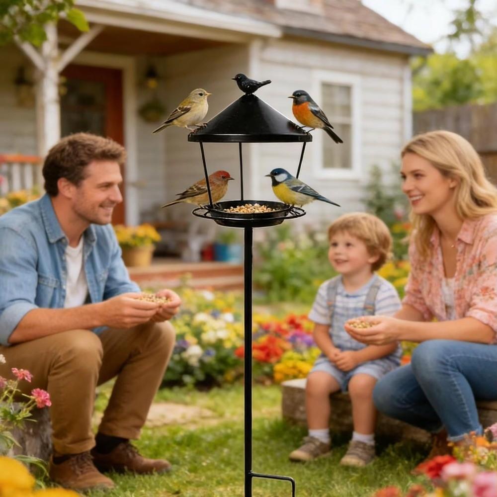 Anti-Waste Wild Feeding Station Spill Guard Outdoor Bird Bath Standing Bird Feeder Yard