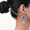Retro Ethnic Long Tassel Rhinestone Zirconia Earrings for Women - Court Style Statement Drops