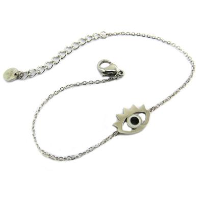 [P7957] - Tasarımcı bilezik Çelik 'Fatima'nın Gözü' gümüş - 12x8 mm