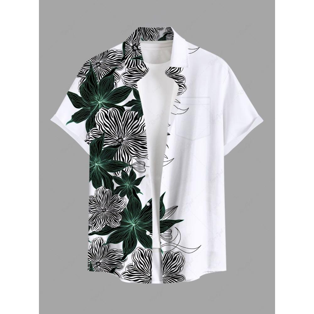 

Модная гавайская рубашка для мужчин, рубашки с коротким рукавом и пуговицами на лацканах с 3D-принтом, свободные топы, мужские летние повседневные рубашки Aloha XL