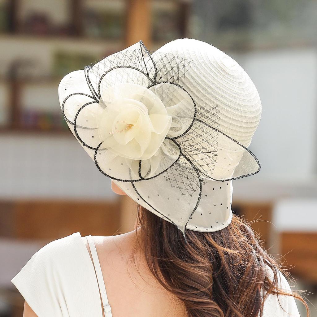 Europäischer & Amerikanischer Organzablumen-UV-Schutz-Sonnenhut für Frühling/Sommer - Atmungsaktiver Strandhut für Frauen mittleren und höheren Alters