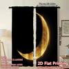 Minimalist Black Golden Moon Curtain Panels, Night Crescent Lunar Full Print Drapes For Bedroom Office Dark Style Home Decor