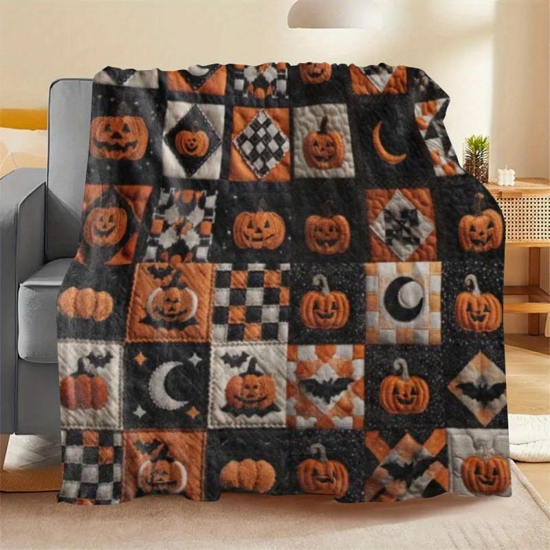 Halloween Pumpkin Christmas Printed Flannel Blanket Soft Cozy Throw Party Home