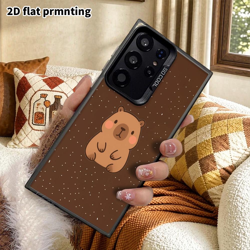 Phone Case: 2D Flat Samsung Galaxy A34 A35 M05 M06 S20 S22 S21 FE Plus 5G Protective Case, Couple Style, Dark Brown Starry Capybara, Christmas and Hal
