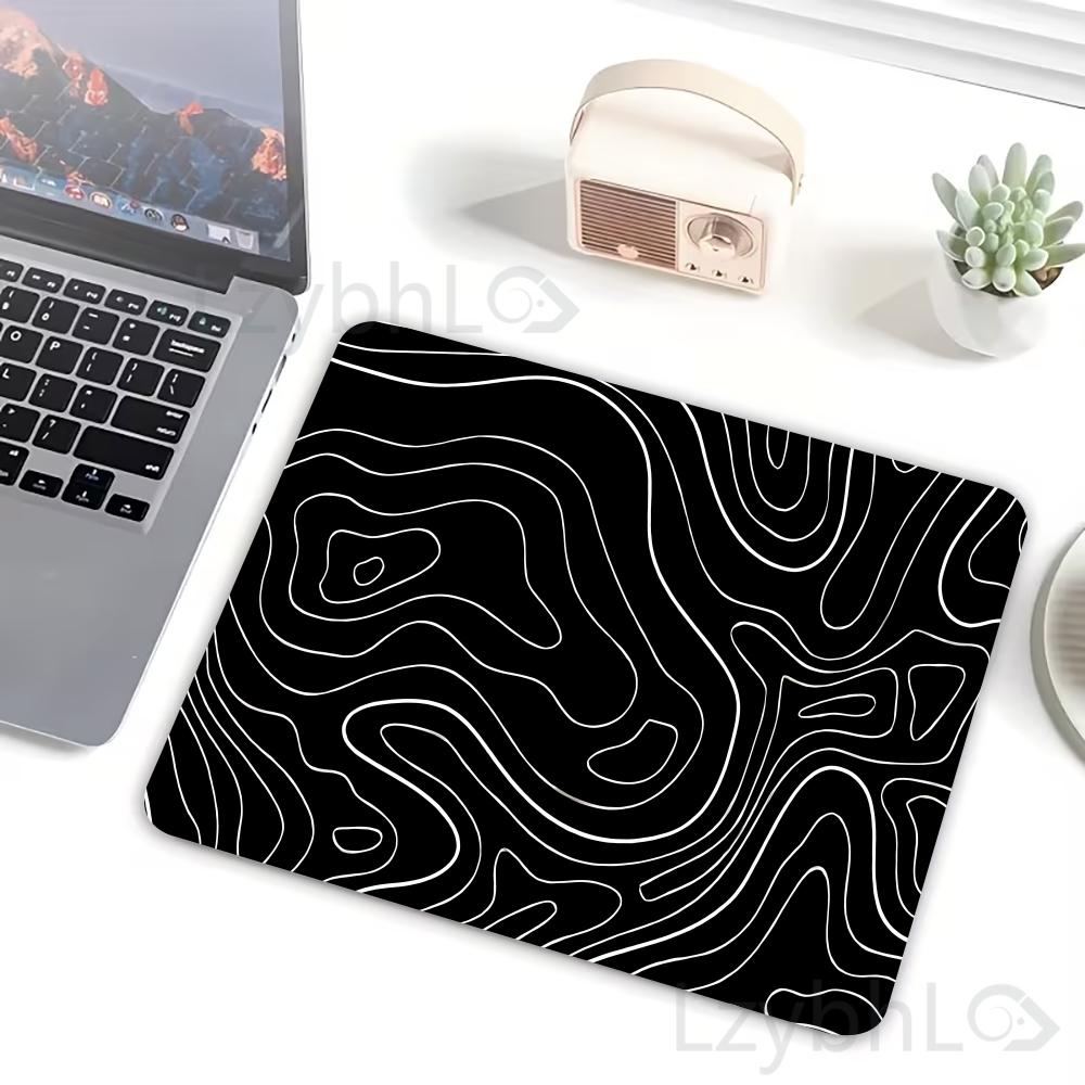 Black White Fluid Mouse Pad Square Multiple Sizes Computer Office Game Table Mats Rubber Anti-slip Mousepad Small Decor Desk Mat
