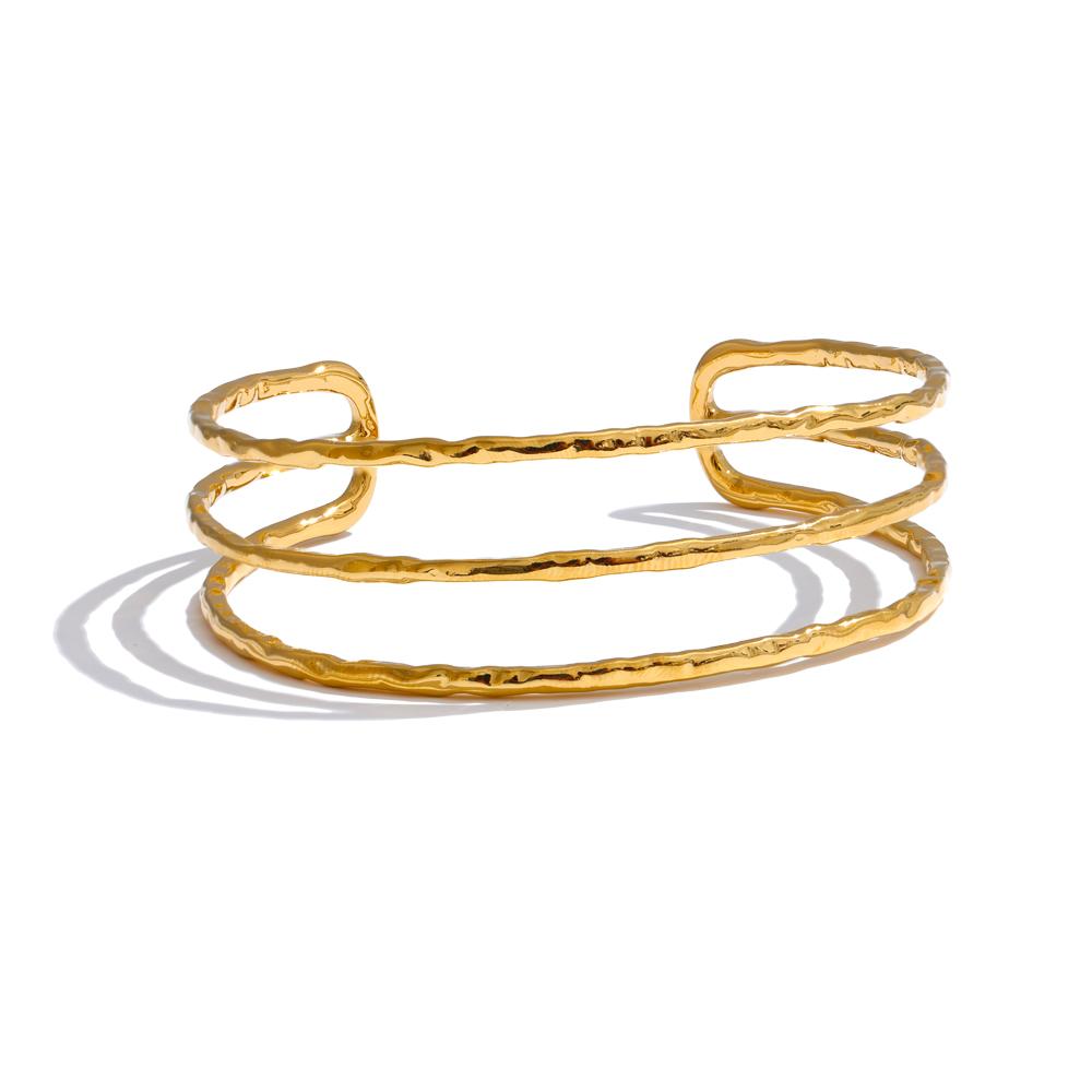 

Yhpup Stainless Steel Layered Hollow Cuff Open Minimalist Bracelet Bangle Statement Attractive Wrist Fashion Jewelry New