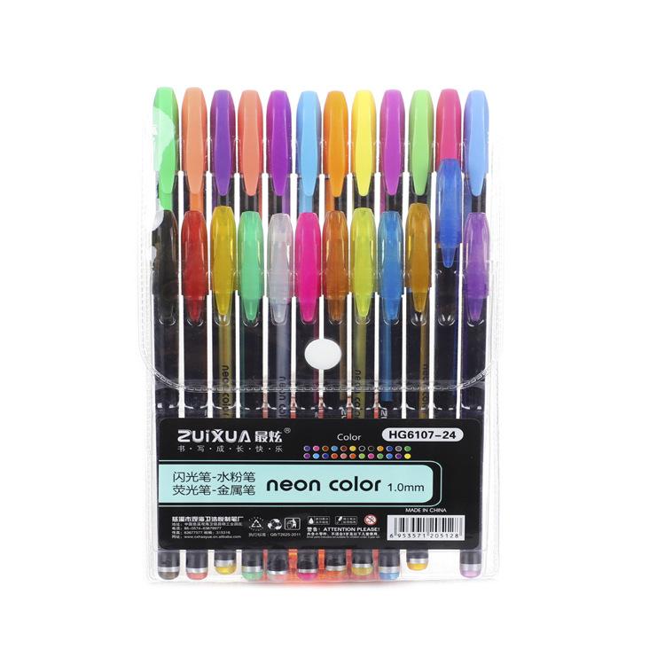 12/48Pcs Metallic Glitter Colors Gel Pens For School Office Adult Coloring Book Journals Drawing Art Markers Promotion Pen