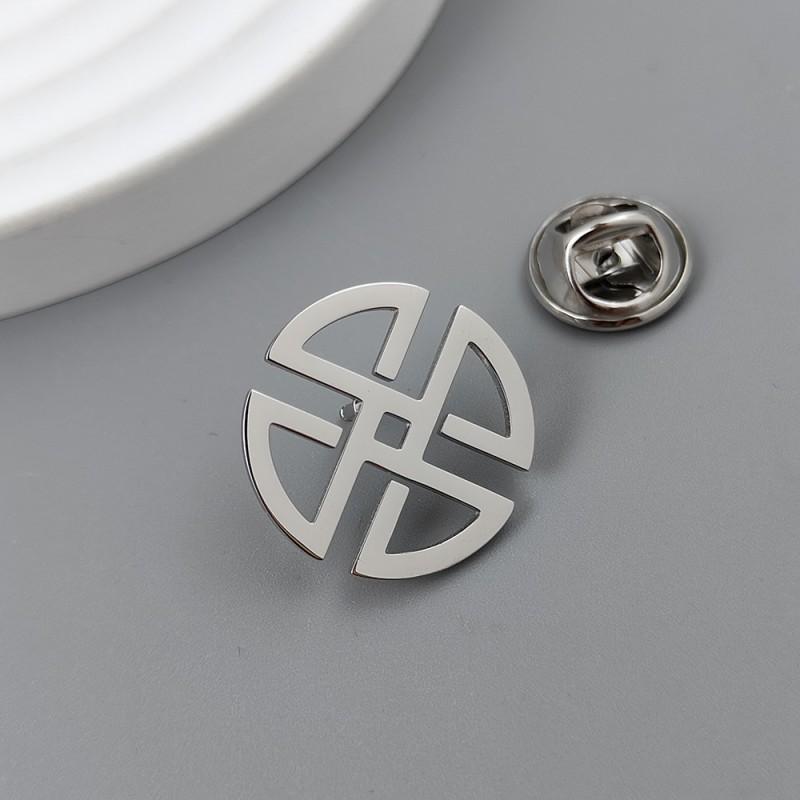 Fashionable Symmetrical Geometric Shape Brooch Cufflinks Simple Versatile Personalized Niche High-end Stainless Steel Clothing Accessories 14k