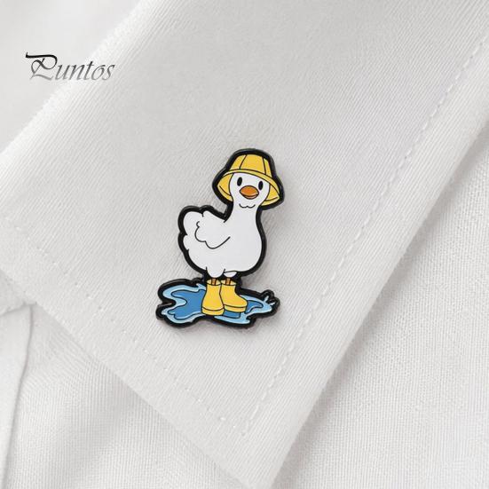 Colorful Enamel Jewelry Brooch, Rainy Day Animal Pin, Black Cat Umbrella Duck Treading Water Rain Accessories Badge, Vivid Expressions Stable