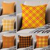 classical orange tartan design plaid Cushion Cover Throw Pillow Cover Hidden Button Durable Polyester Chair Cushion