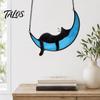 Cat Gift for Home Acrylic Hanging Pendant with Chain, Animal Ornament Window Light Translucent Wall Decor, Cute Lover Room Decoration