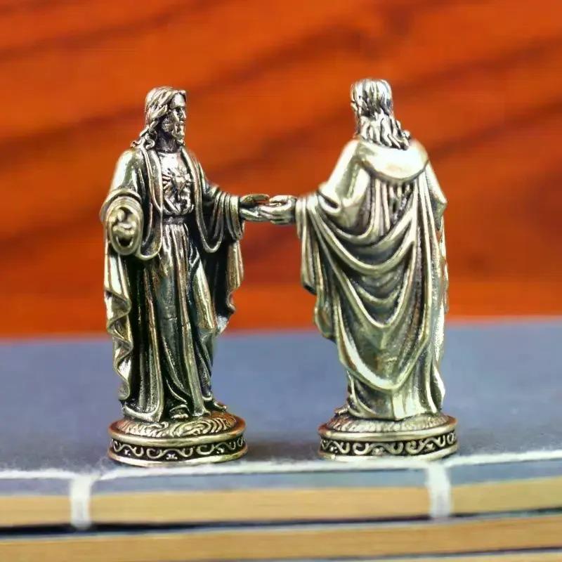 Brass God Statue Handmade Vintage Craft Figurine Retro Ornament For Home Living Room Art Decor Small Copper Collectible Statue