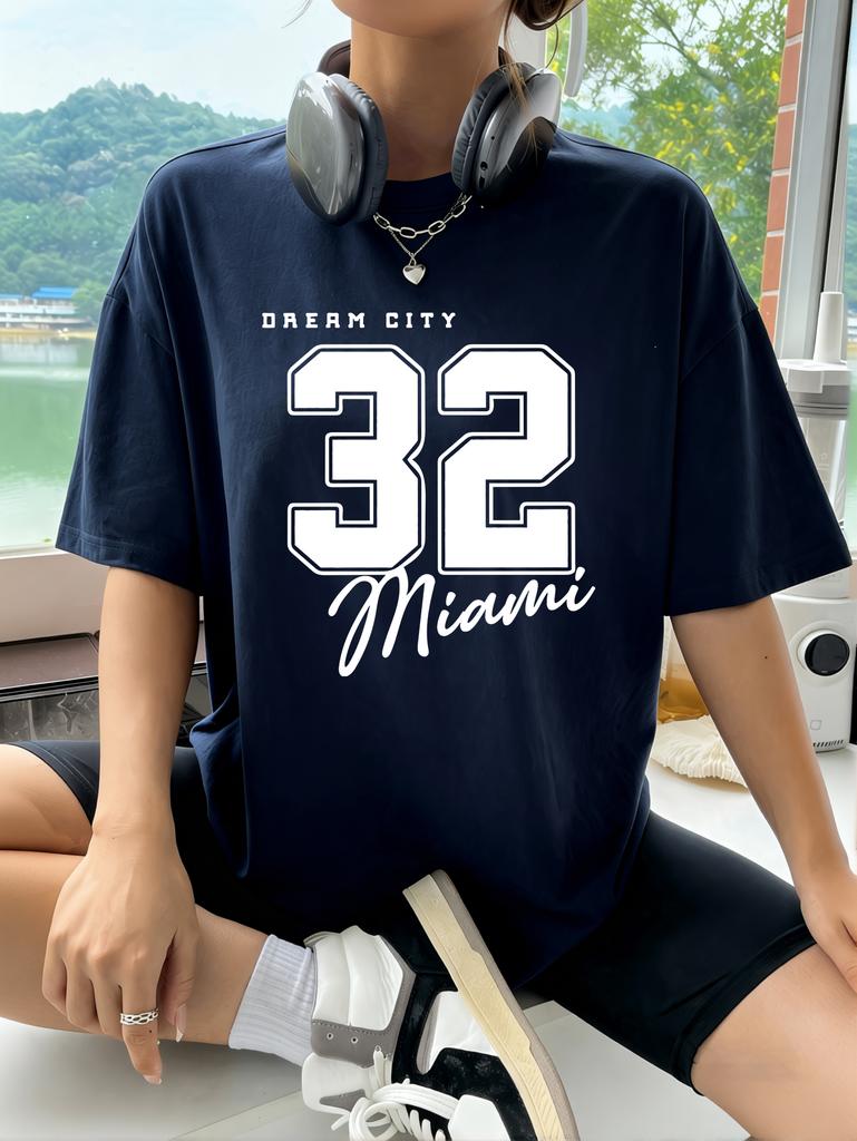 Dream City Number 32 Design Woman T-Shirts Polyester Multicolor T Shirt Hip Hop Summer Short Sleeve Y2K Breathable Clothing