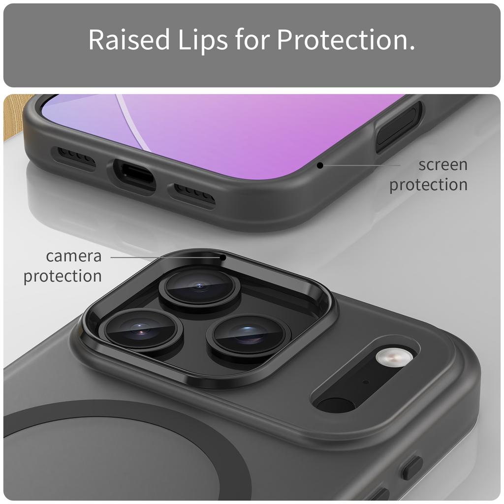 For iPhone 17 Pro Case Compatible with MagSafe TPU+PC Matte Translucent Phone Back Cover