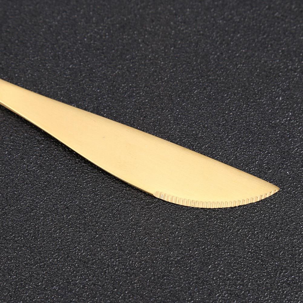 4Pcs Set Stainless Steel Colored Tableware Spoon Fork Knife Dinnerware Home Use White  Golden