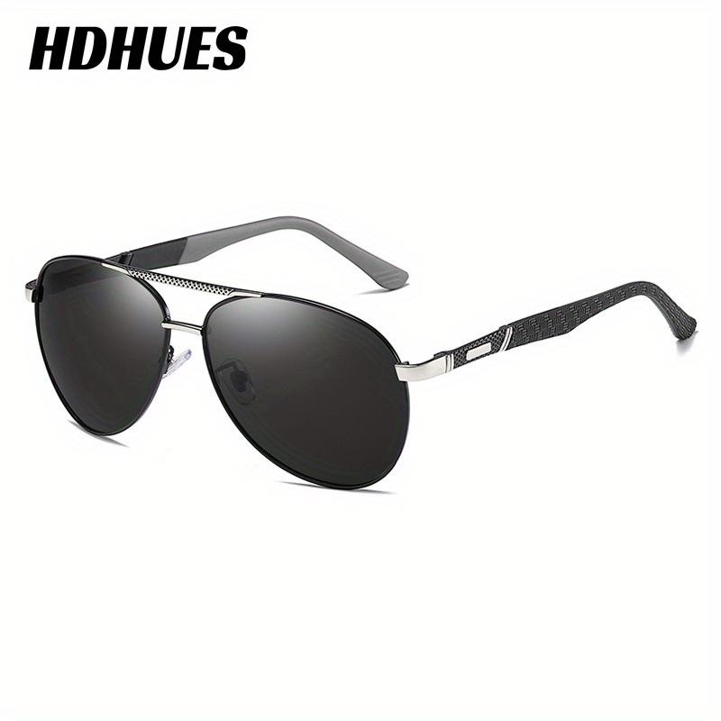 HdHues Unisex Retro Large Frame Double Beam Spring Leg Polarized Driving Sunglasses, UV400