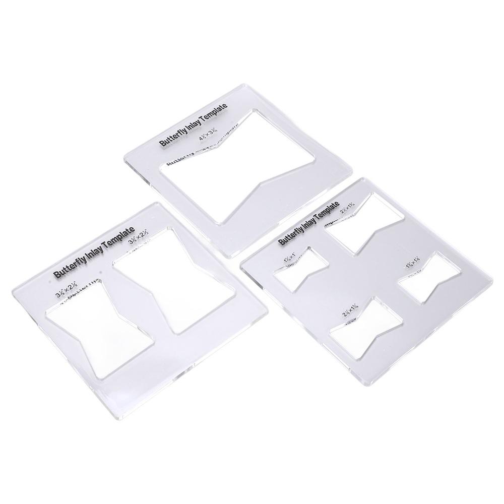 3Pcs Kit Butterfly Inlay Template Decorative Inlay Tools for Table Tops and Chests Bowtie Router Jig Kit Acrylic Router Template