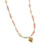 Korean Macaron Color Beaded Necklace with Heart and Floral Design
