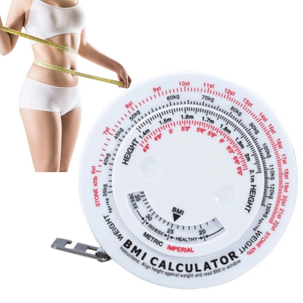 Portable Tape Length 1.5m BMI Measuring Tape White ABS Waistline Tape Calculator Fitness Tape Measure Health Tracking