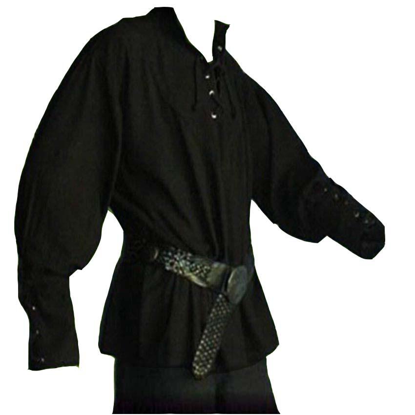 Medieval Clothing Men's Retro Stand-up Collar Strap Loose Top Performance Clothing