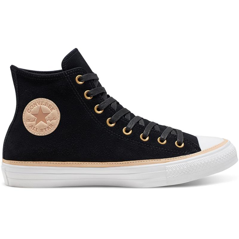 Converse Chuck Taylor All Star Vachetta Leather Trim High Top Espadrilles Unisex Black & White