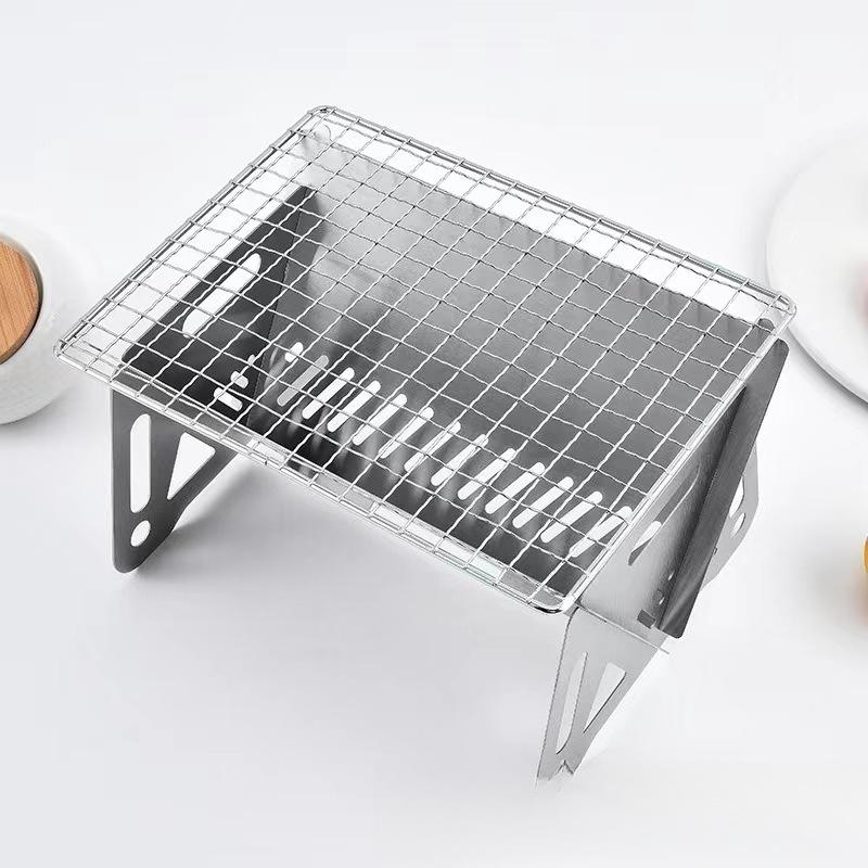 Outdoor Mini Grill, Barbecue, Camping, Folding Coffee Stove, Tea Drinking Charcoal Stove, Stainless Steel Card-style Small Stove