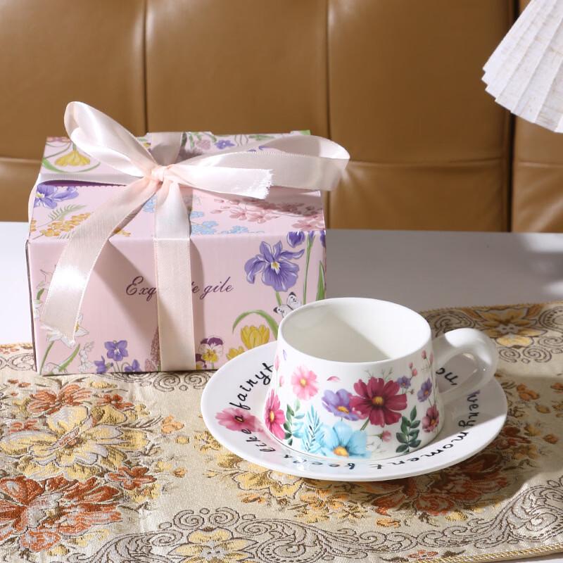 French Style Ceramic Coffee Mug and Saucer Set