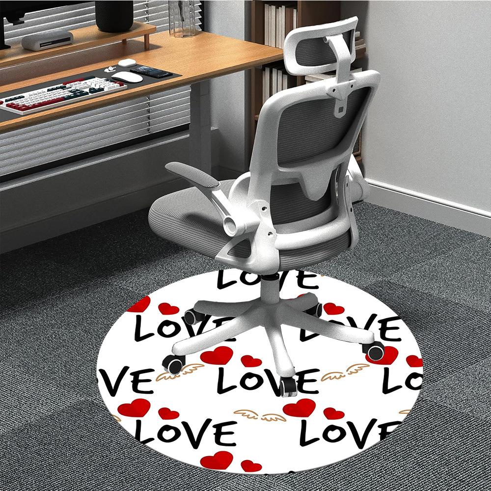 1pc Love Hearts Wings Carpet for Office Non Slip, Round Carpet, Soft & Comfortable, Carpet for Office, Lightweight Round Floor Mat
