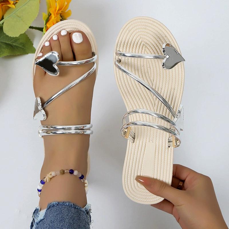 Large Size Slippers Female Summer New Love Set Toe Sandals Seaside Beach Sandals