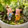 yangyizhi 2PCS Micro Landscape Ornaments, Mini Pig Figurines, Durable Resin Waterproof for Potted Plant Landscaping