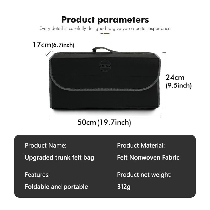 For Volvo Car Emblem Trunk Storage Box Tool Folding Organiser Bag V60 V50 V40 S80 S60 S90 C40 XC40 V70 XC70 XC60 XC90