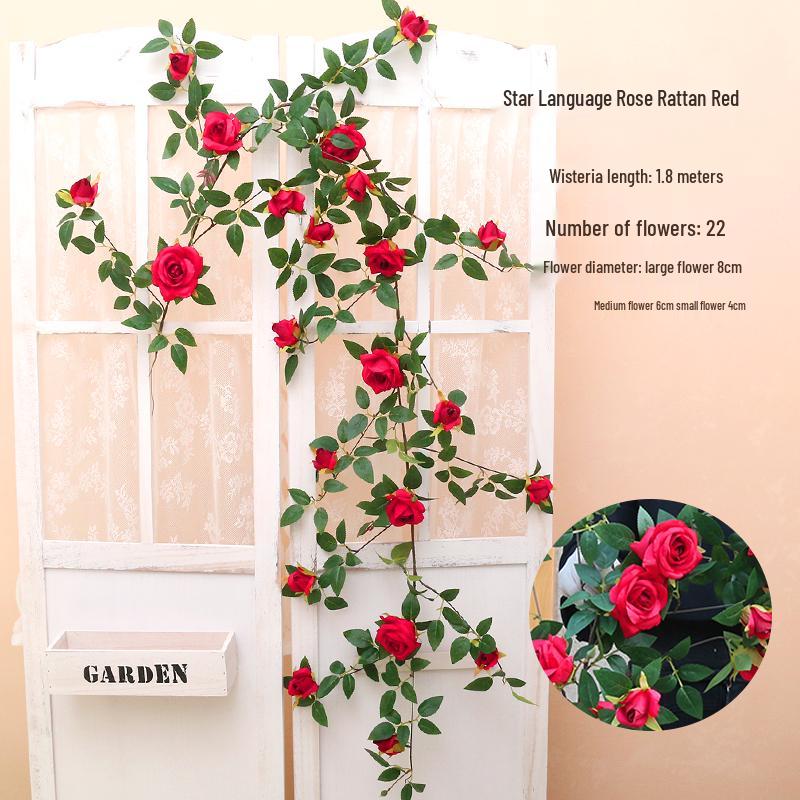 Silk Rose Vine Artificial Flower Chain for Living Room Decor