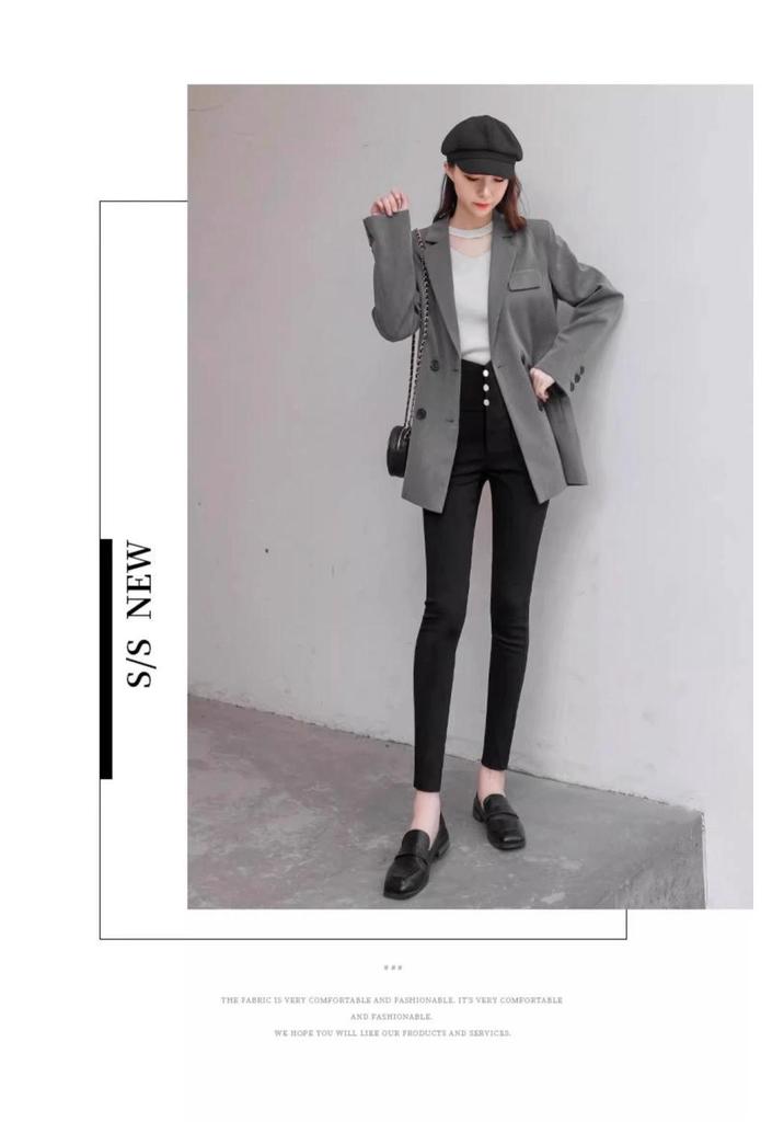 Women's High-Waisted Elastic Skinny Leggings - Plus Size Slimming Pants for Spring and Autumn