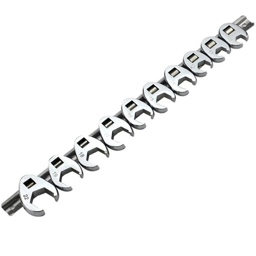 10Pcs/Set 10-22mm Crowfoot Wrenches 3/8Inch Drive Horn Wrench Head  Hand Tool Accessories
