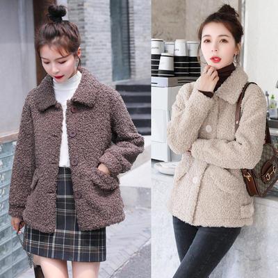 Lamb Fur Coat Women's Winter Short Style Fur Integrated Granular Velvet Top