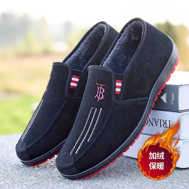 Cotton Shoes Men's 2025 Winter New Velvet Warm Old Beijing Cloth Shoes Men Pedal Casual In the Elderly Cloth Shoes