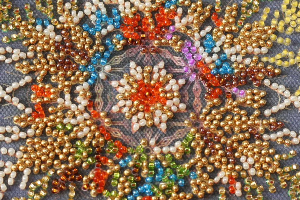 Mini Kit for Embroidery with Beads On Natural Artistic Canvas Abris Art New Year's Miracles