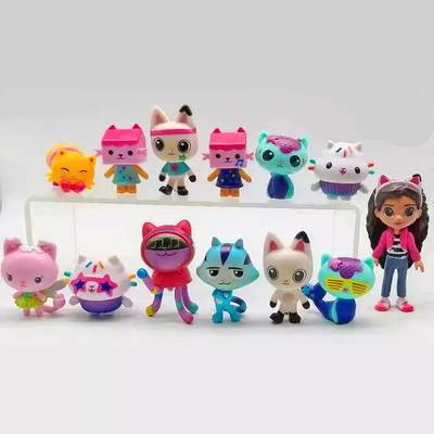 13 piezas/juego de PVC Figura de Juguete de la Casa de Muñecas de Gabby Animales Mercat Sonriente Coche Gato Abrazando Muñecas de Niña Gaby Regalos de Cumpleaños para Niños
