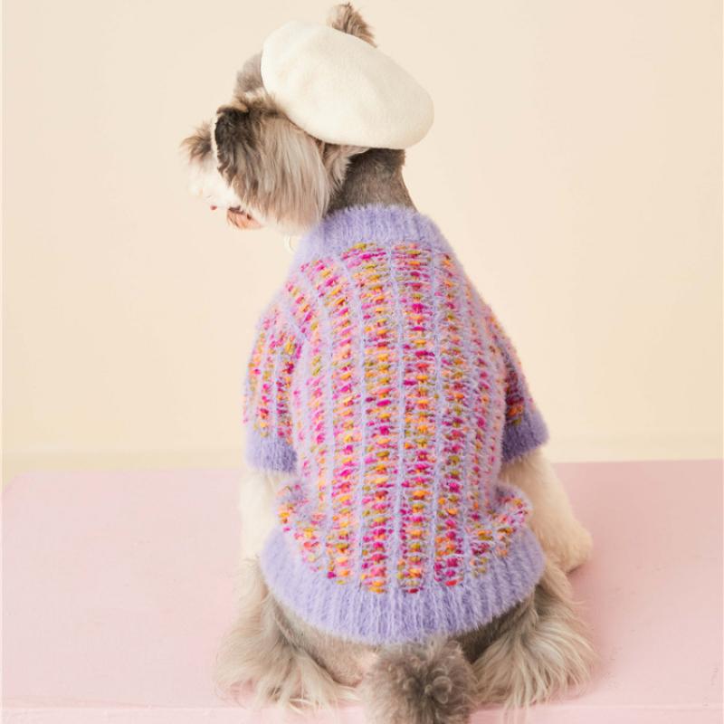 

Одежда для домашних животных, осенне-зимняя одежда, милый маленький ароматный ветровой свитер для щенков и собак, теплая куртка-кардиган XXL фиолетовый