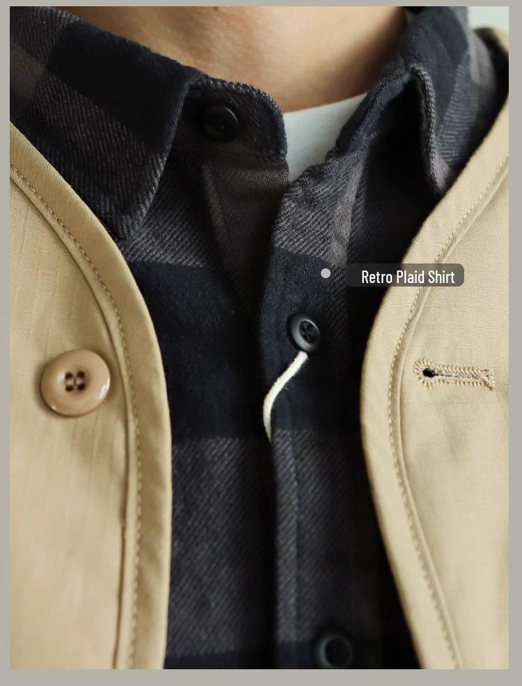 Giacca Imbottita in Cotone Invernale da Uomo, Stile Giapponese Retrò, Senza Collo, per Sport all'Aperto