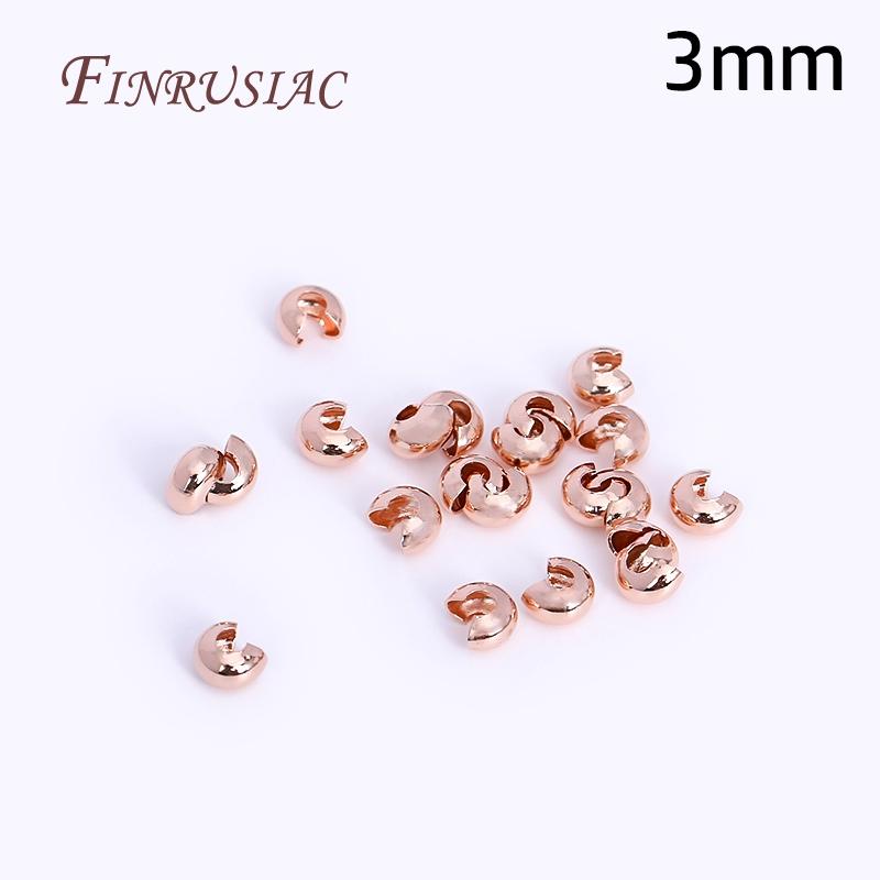50Pcs/Lot 18K Gold Plated Open Crimp Beads,Round Covers Crimp End Beads,Stopper Beads For DIY Jewelry Making Accessories 50 Pcs