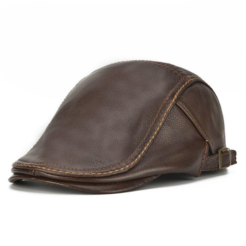 Northwood Solid Genuine Leather Autumn Ainter Berets Cap for Men Warm Beret Hats Flat Beret Cap Bone Brim Hats