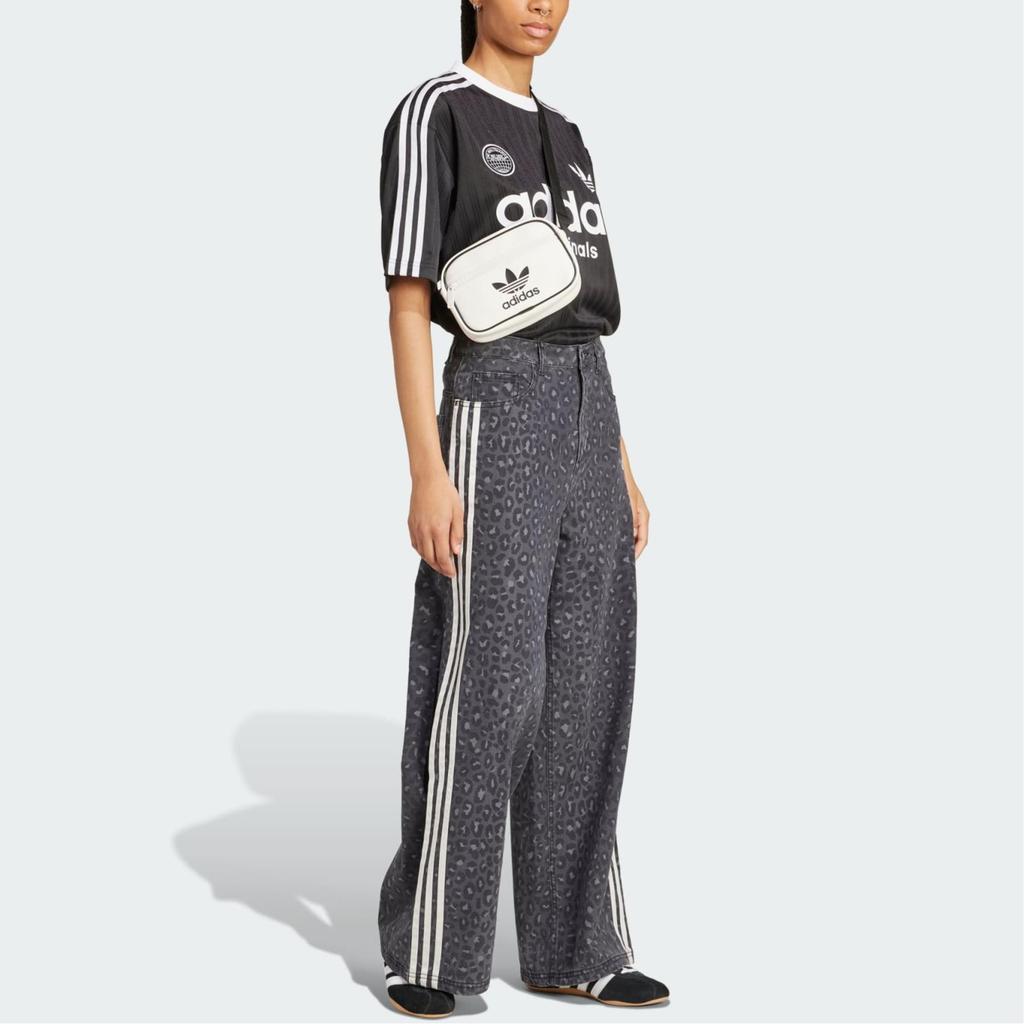 adidas Originals Denim Loose Pants Leopard Print Black Women KA2679