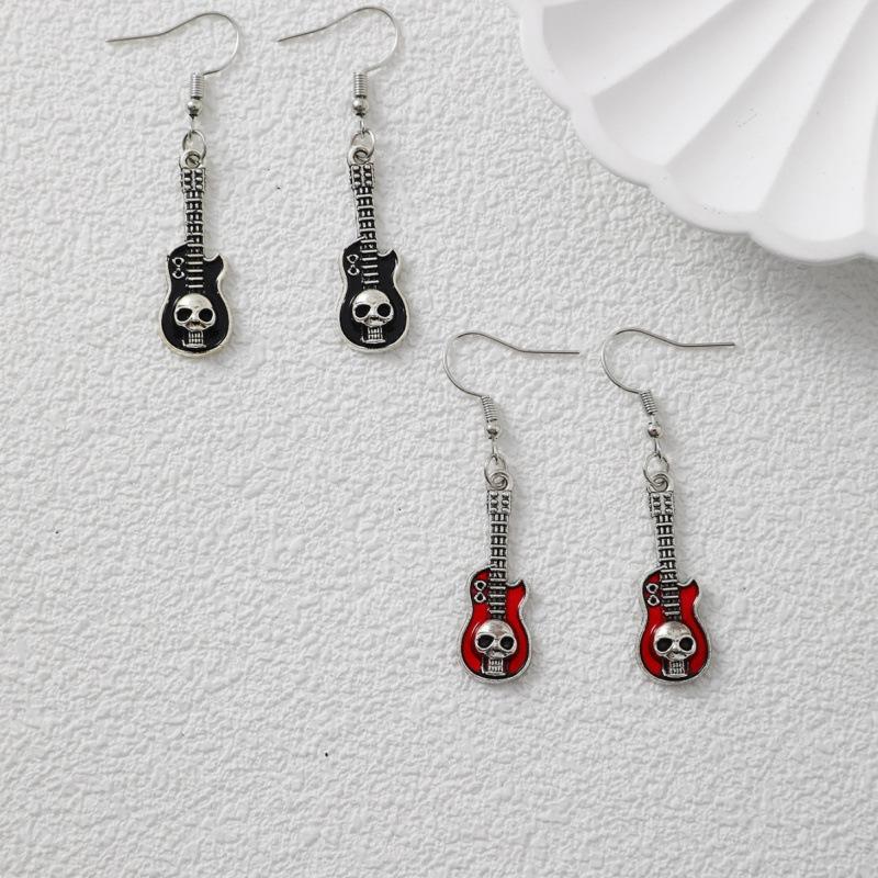 Halloween Skull Guitar Earrings