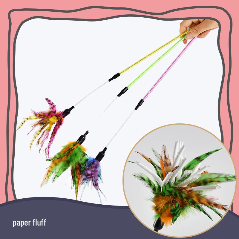 Spiral Feather Rod Cat Teaser Wand - Plastic Cat Toy